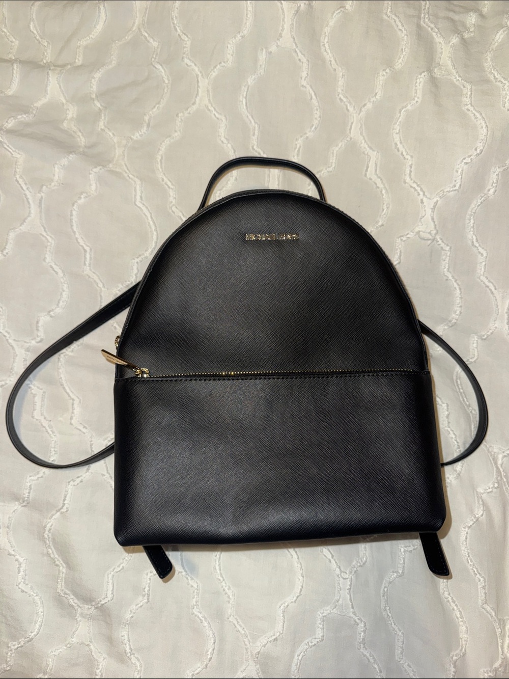 Michael Kors Black Saffiano Backpack with Gold Hardware
